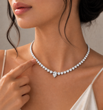 ( Pear + tennis ) Moissanite Diamond  Necklace |   قلادة الماس الموزنايت