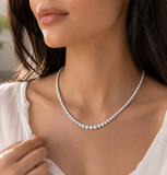 3-5 mm | Moissanite Diamond Tennis Necklace | مُتدرج في المقاس لحب الألماس |  قلادة الماس الموزنايت تنس