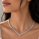 V Moissanite Diamond Tennis Necklace |متدرج| قلادة الماس الموزنايت تنس