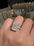 Emerald cut Moissanite diamond ring - 11.14 carat - خاتم الماس موزنايت