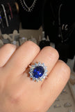 خاتم الاميرة ديانا  | sapphire and moissanite Diamond  -ياقوت ازرق والماس موزنايت