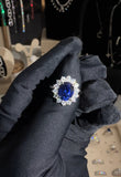خاتم الاميرة ديانا  | sapphire and moissanite Diamond  -ياقوت ازرق والماس موزنايت