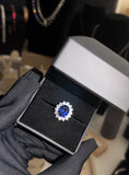 خاتم الاميرة ديانا  | sapphire and moissanite Diamond  -ياقوت ازرق والماس موزنايت