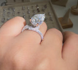 pear -cut Moissanite diamond ring -11.27  carat - خاتم الماس موزنايت