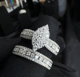 marquise Moissanite Diamond Ring - خاتم الماس موزنايت - قطعتين