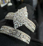 marquise Moissanite Diamond Ring - خاتم الماس موزنايت - قطعتين