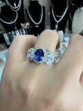 sapphire and  moissanite Diamond - ياقوت أزرق و الماس موزنايت