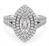 Moissanite Diamond Ring - marquise shape -  خاتم الماس موزنايت