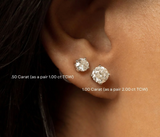 Six Prong Stud Earrings mossnite diamond - -حلق الماس الموزنايت   |نص قيراط لكل واحدة