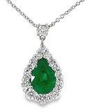 Emerald and Moissanite Diamond Necklace  -   عقد -  زمرد اخضر و الماس موزنايت