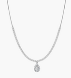 V Tennis necklace With Pear Shape |   قلادة الماس الموزنايت