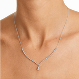 V Tennis necklace With Pear Shape |   قلادة الماس الموزنايت