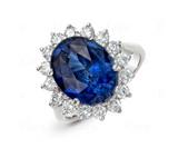 خاتم الاميرة ديانا  | sapphire and moissanite Diamond  -ياقوت ازرق والماس موزنايت
