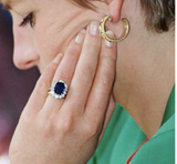 خاتم الاميرة ديانا  | sapphire and moissanite Diamond  -ياقوت ازرق والماس موزنايت