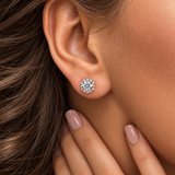Solitaire mossnite diamond earring- حلق الماس موزنايت